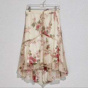 Women’s High-Low Pink Floral Printed Skirt